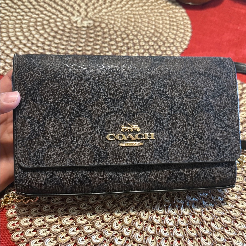 Coach Black Bag with Gold Chain Accent